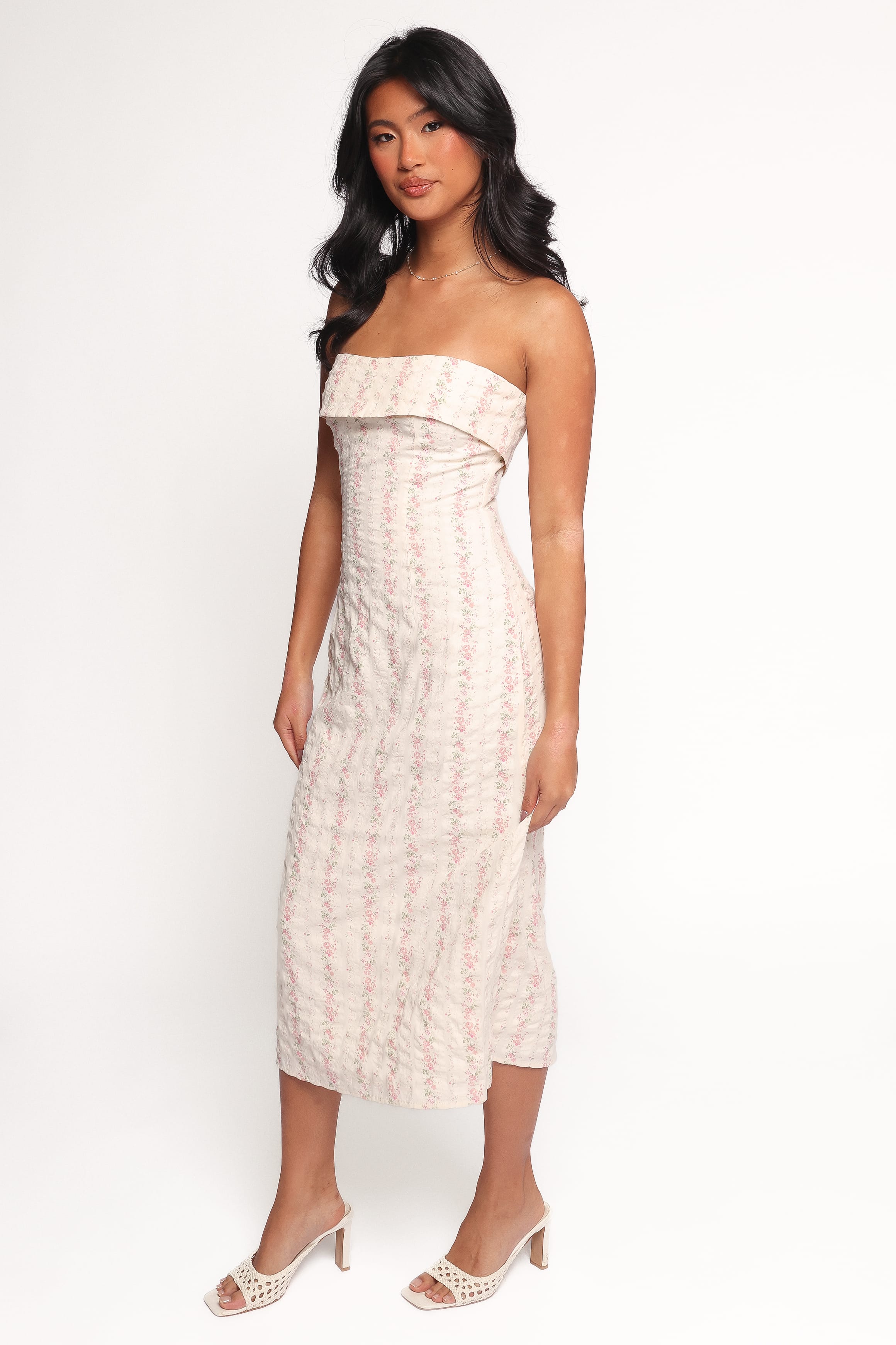 DRESSES Norma Strapless Midi Dress - Pink Floral