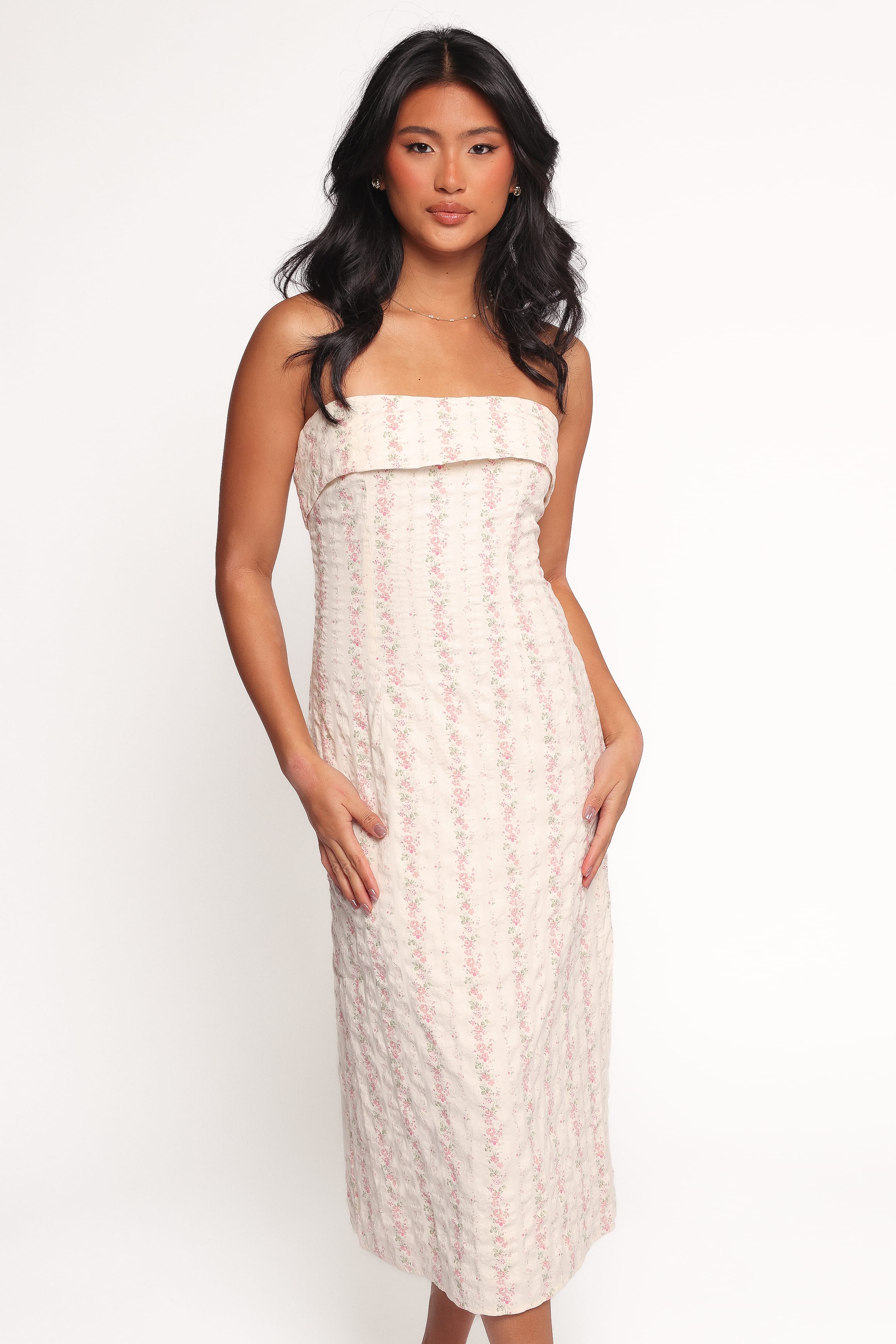DRESSES Norma Strapless Midi Dress - Pink Floral