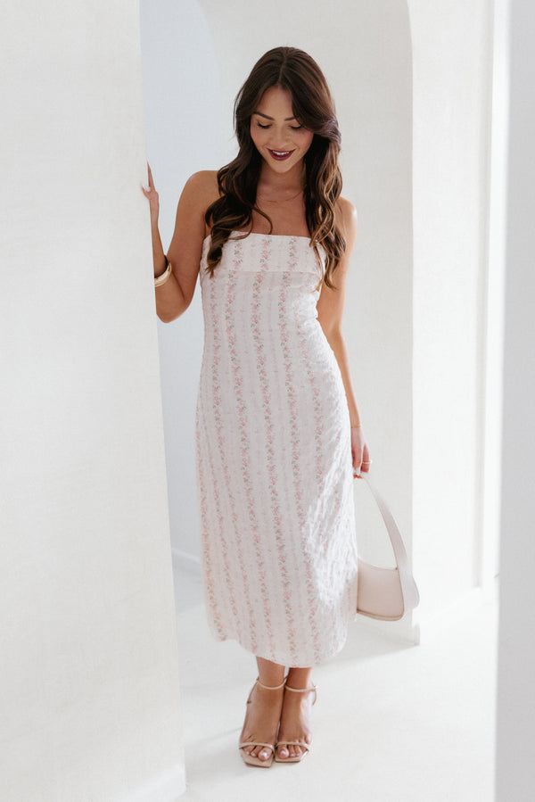 DRESSES Norma Strapless Midi Dress - Pink Floral