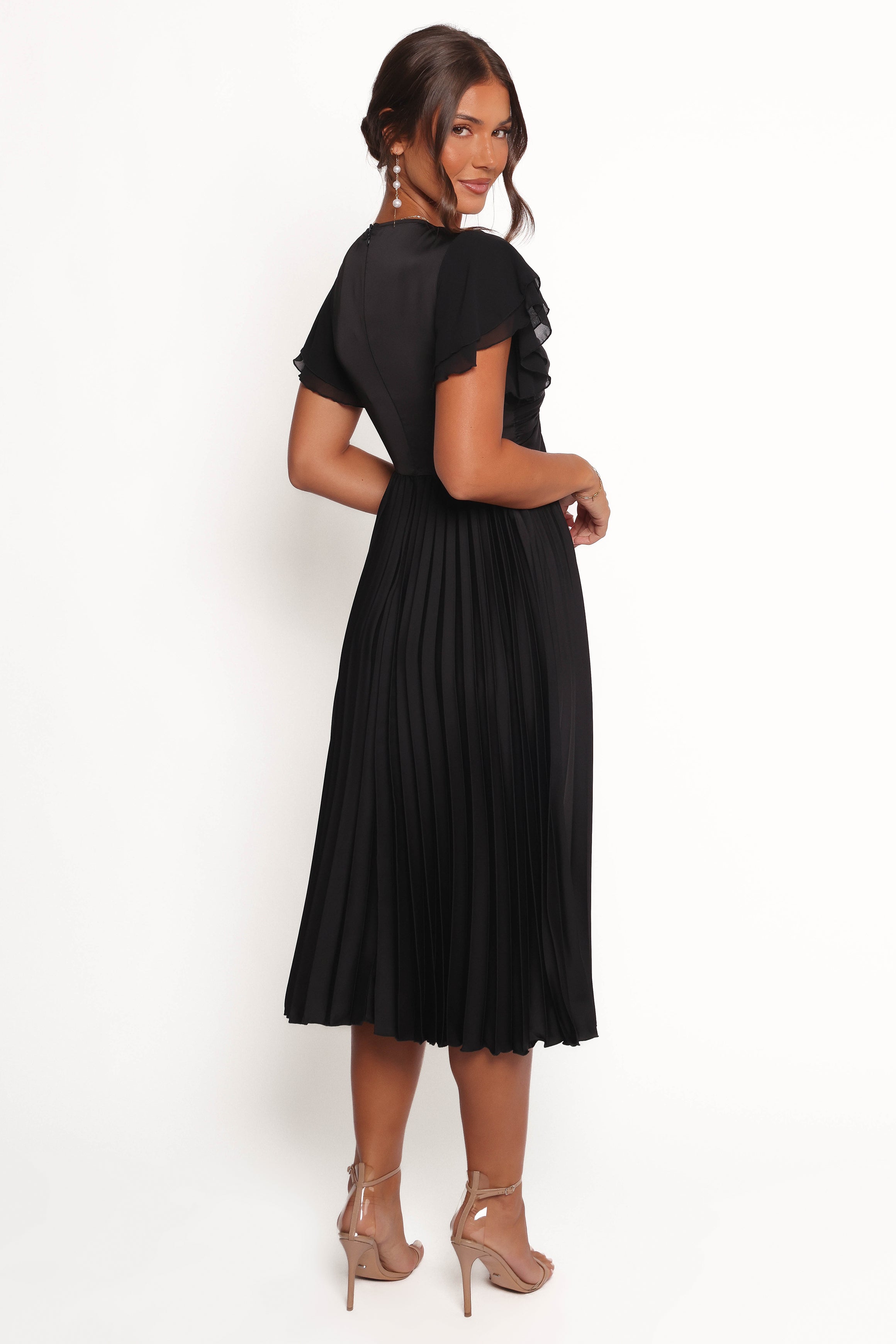 DRESSES Nova Flutter Sleeve Midi Dress - Black