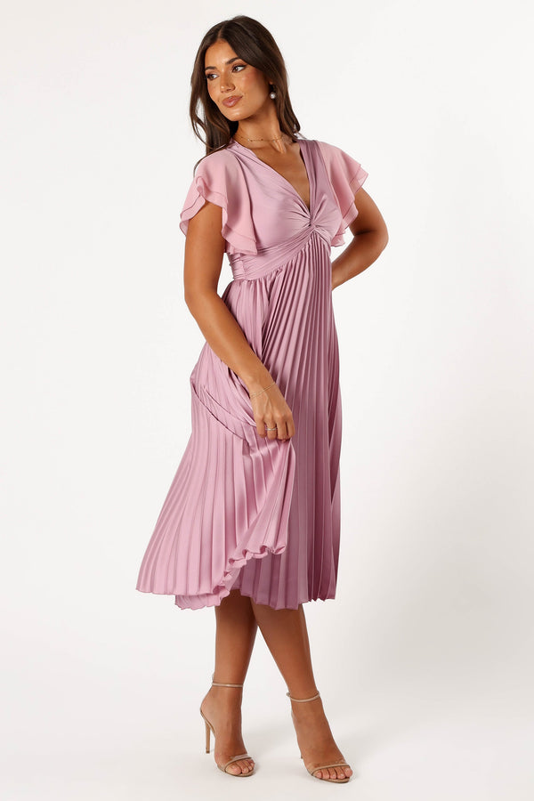 DRESSES @Nova Flutter Sleeve Midi Dress - Dusty Rose