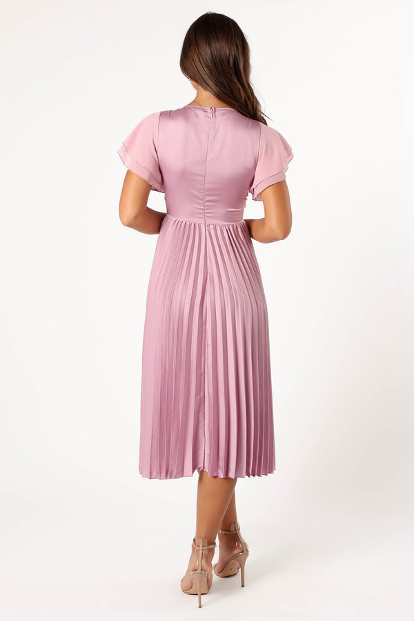 DRESSES @Nova Flutter Sleeve Midi Dress - Dusty Rose