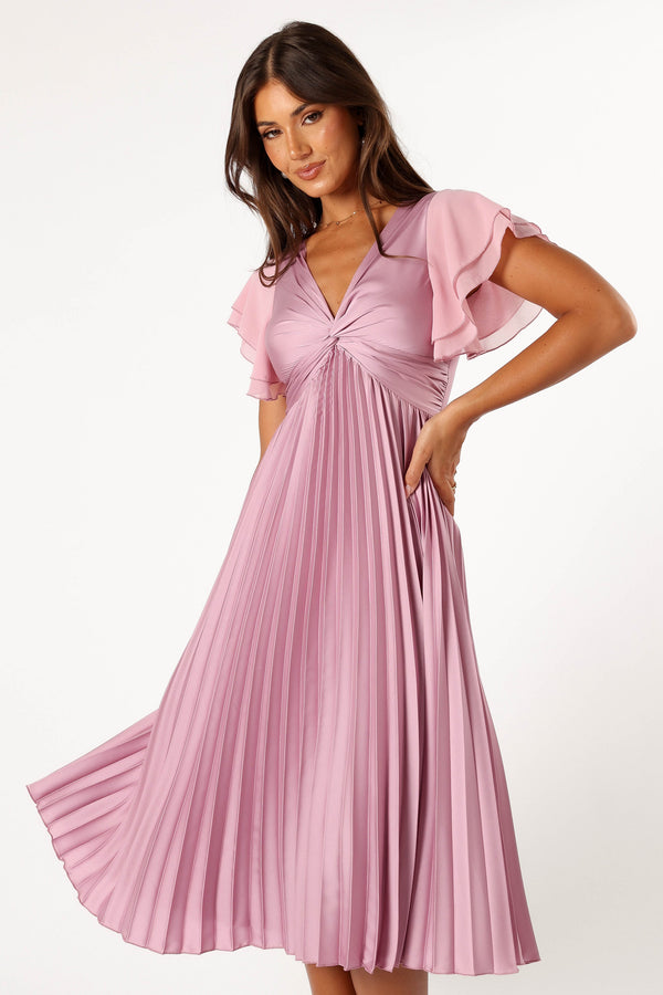 DRESSES @Nova Flutter Sleeve Midi Dress - Dusty Rose