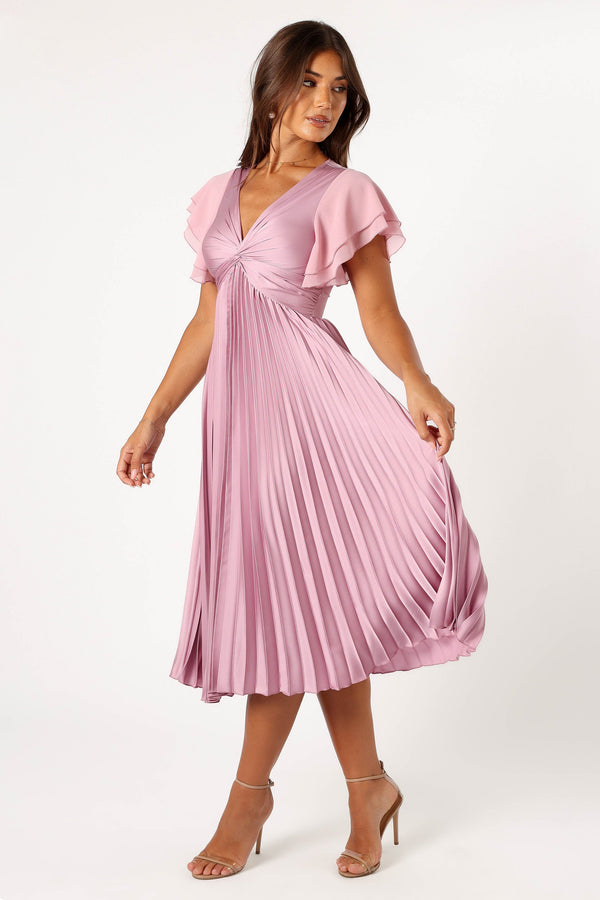 DRESSES @Nova Flutter Sleeve Midi Dress - Dusty Rose