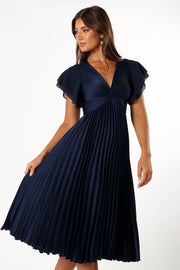DRESSES @Nova Flutter Sleeve Midi Dress - Navy
