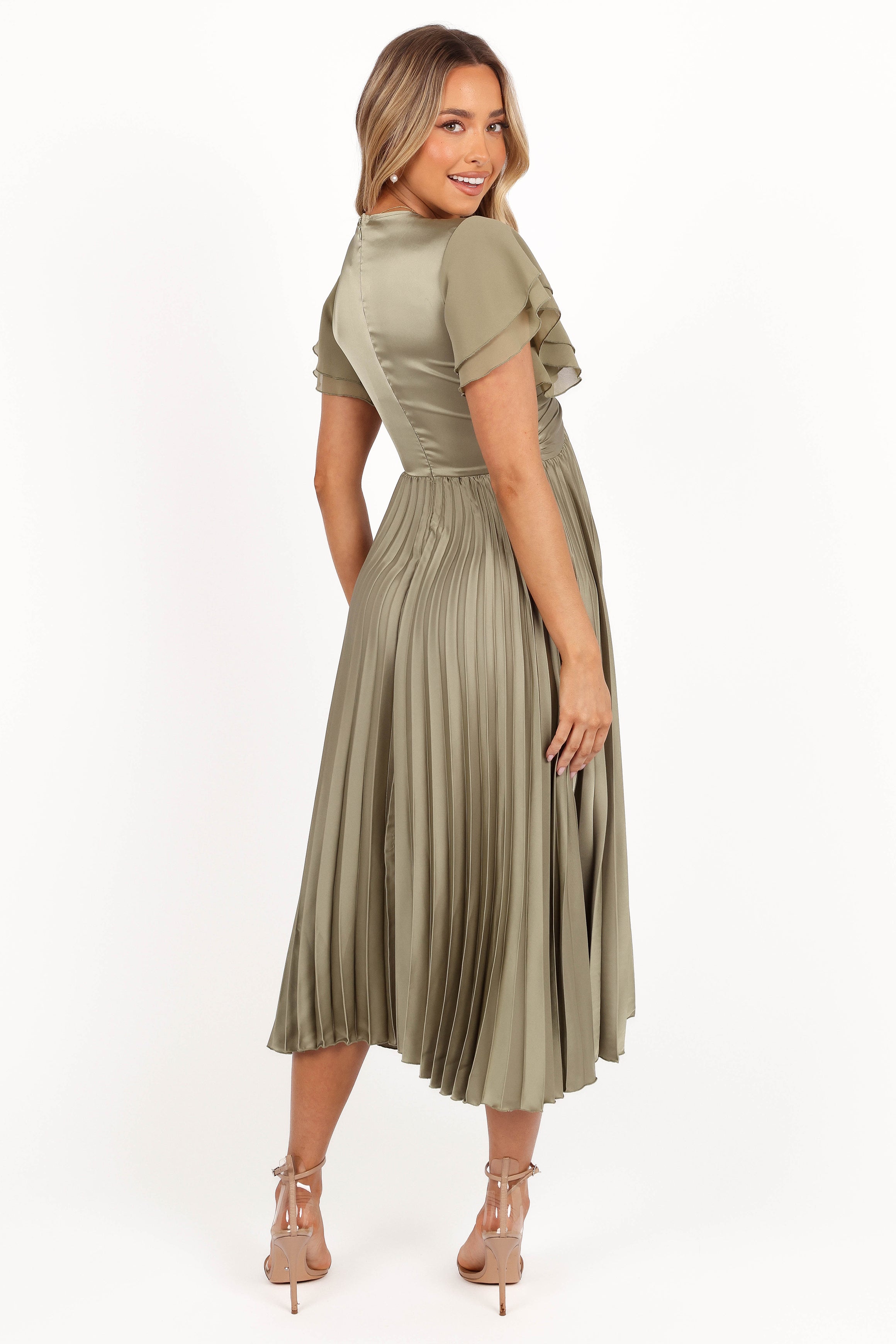 DRESSES Nova Flutter Sleeve Midi Dress - Olive