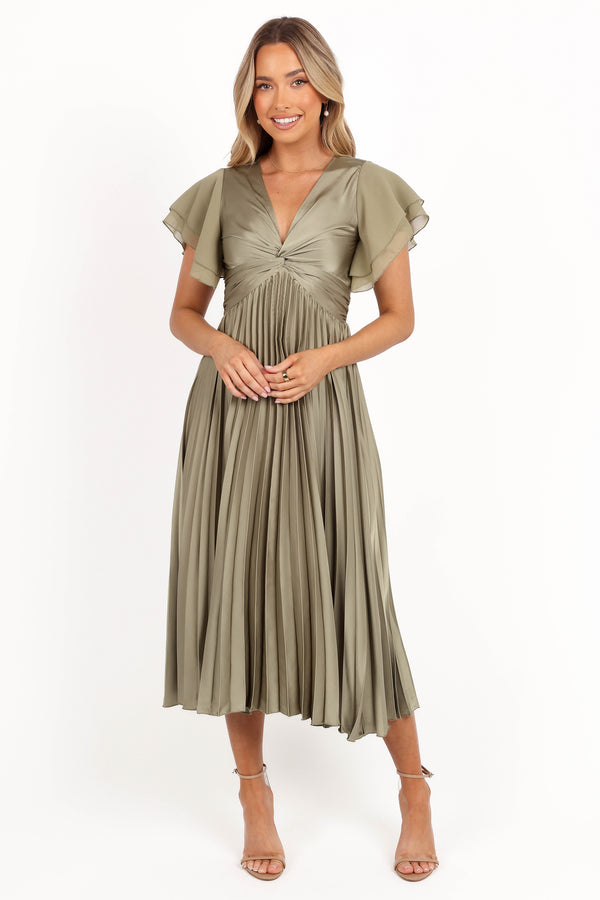 DRESSES Nova Flutter Sleeve Midi Dress - Olive