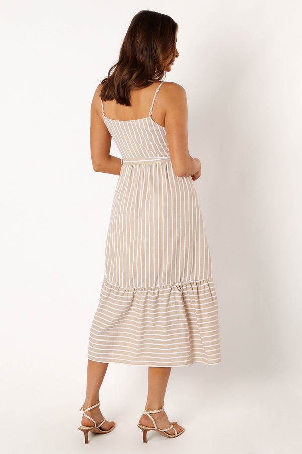 DRESSES @Odette Midi Dress - Beige Stripe