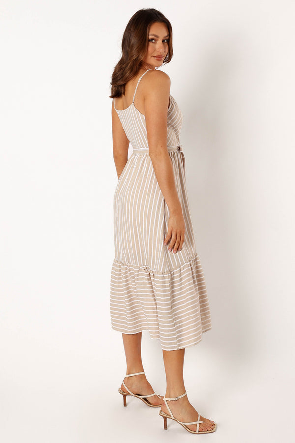 DRESSES @Odette Midi Dress - Beige Stripe