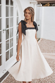 DRESSES Olinda Midi Dress - Oatmeal Black