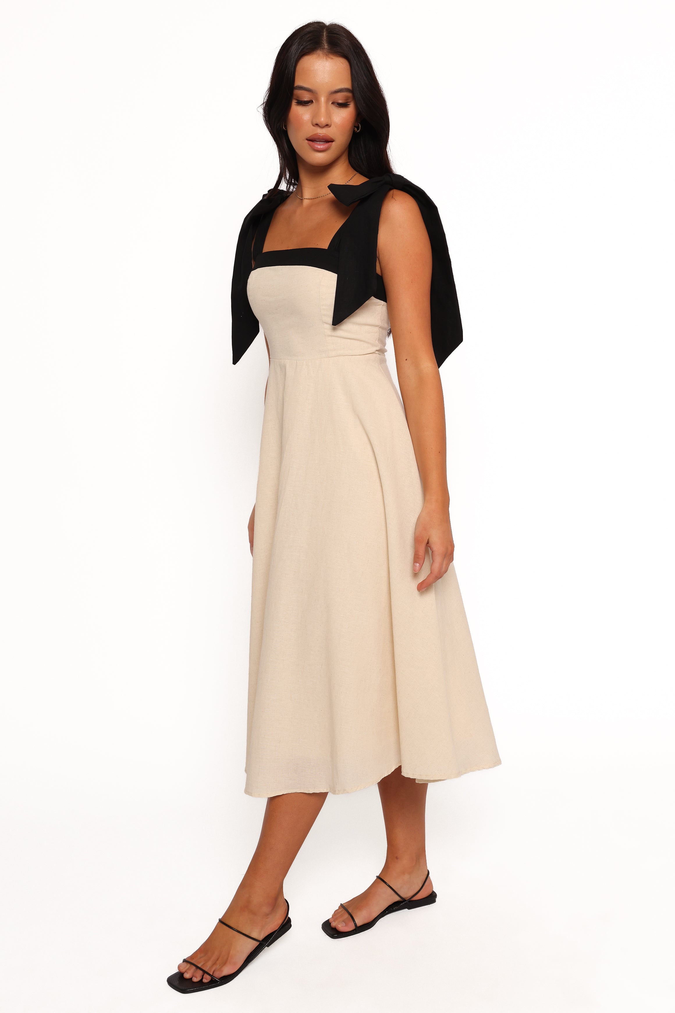 DRESSES Olinda Midi Dress - Oatmeal Black