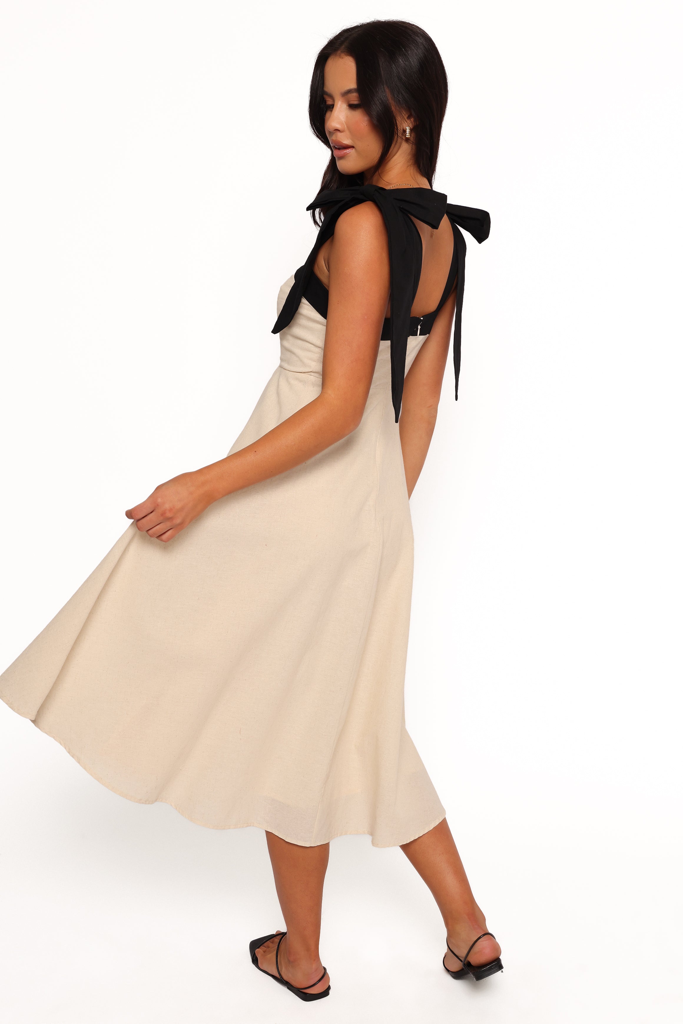 DRESSES Olinda Midi Dress - Oatmeal Black