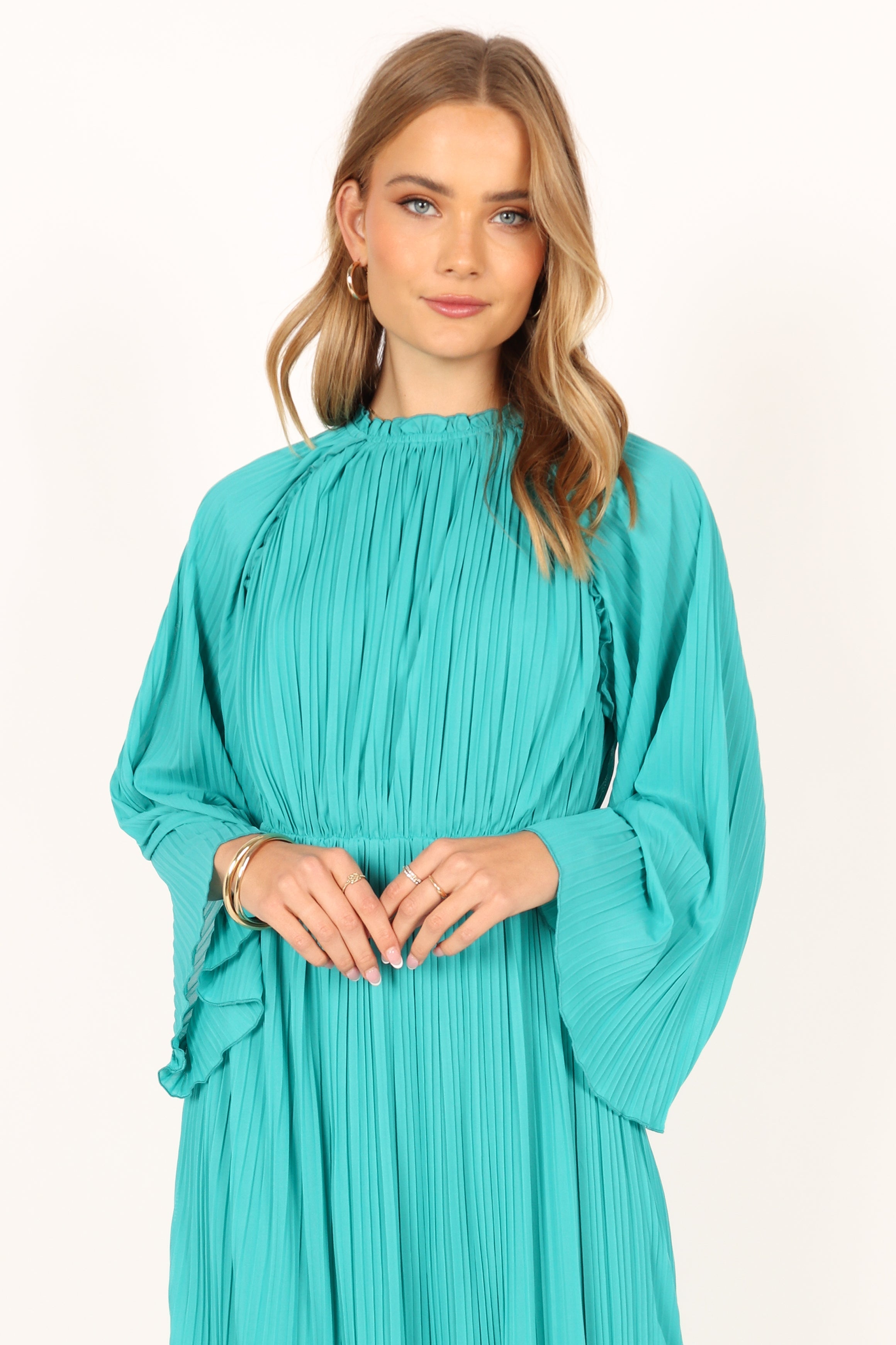 DRESSES @Olivia Long Sleeve Midi Dress - Teal