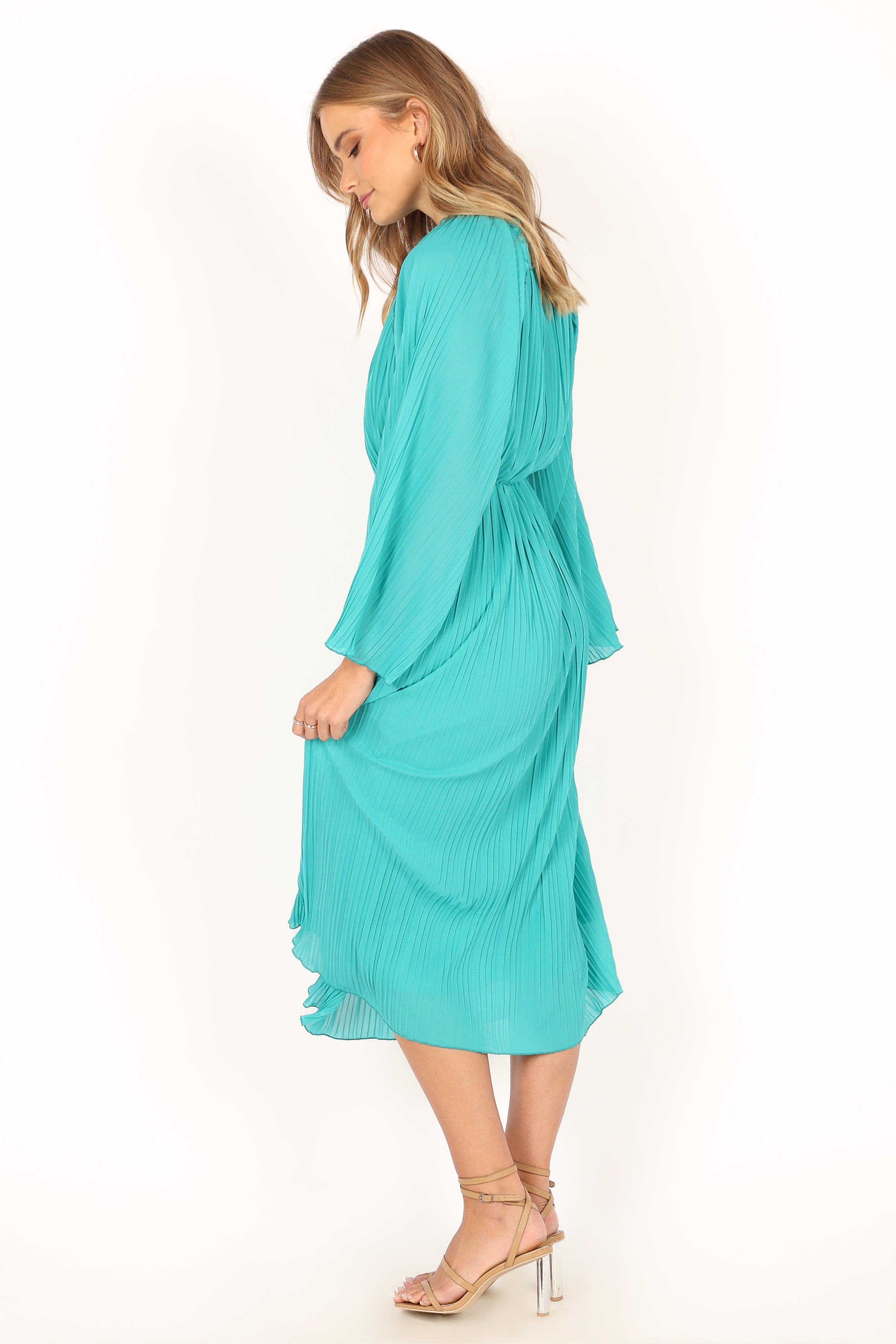DRESSES @Olivia Long Sleeve Midi Dress - Teal