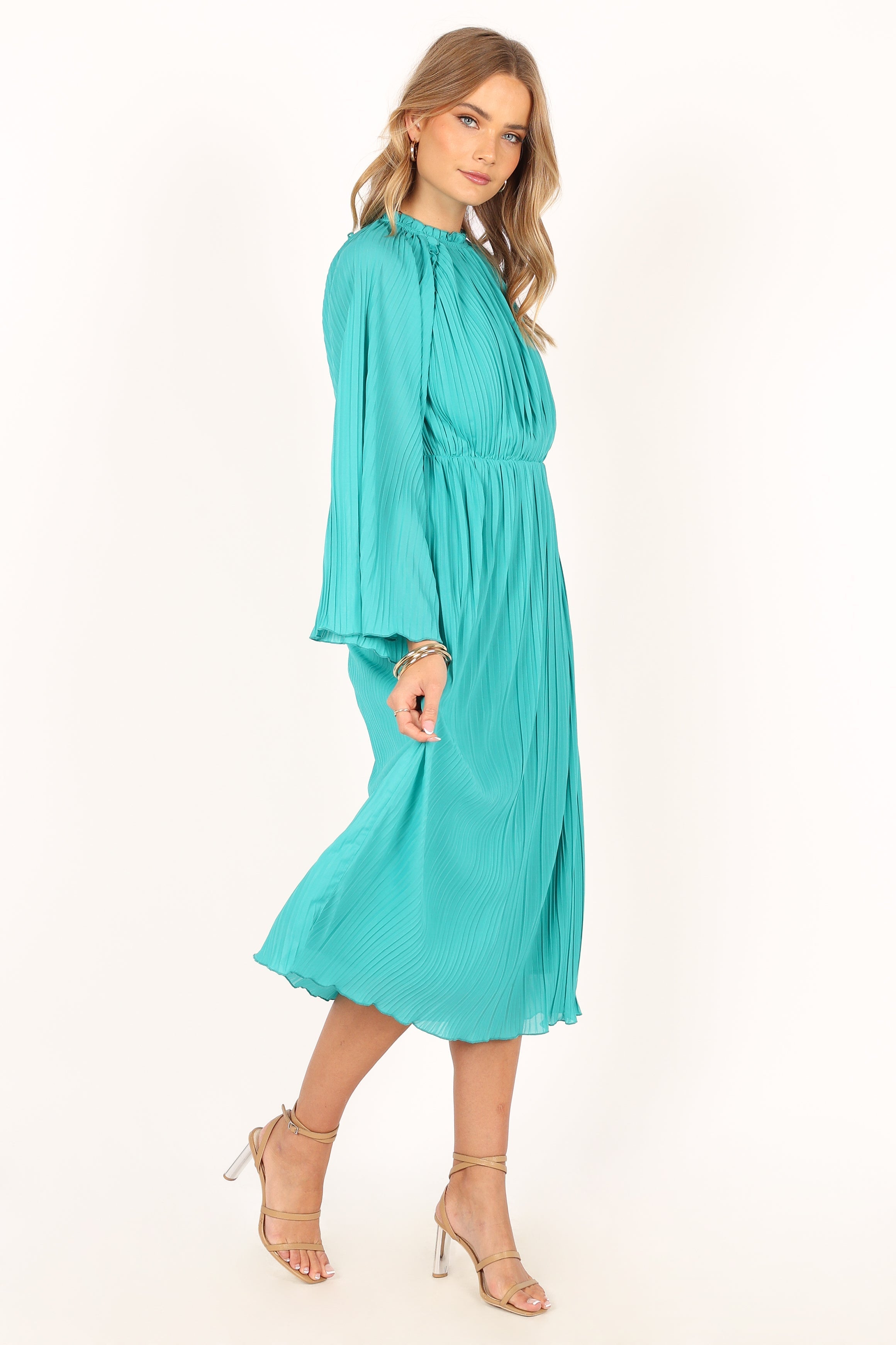 DRESSES @Olivia Long Sleeve Midi Dress - Teal