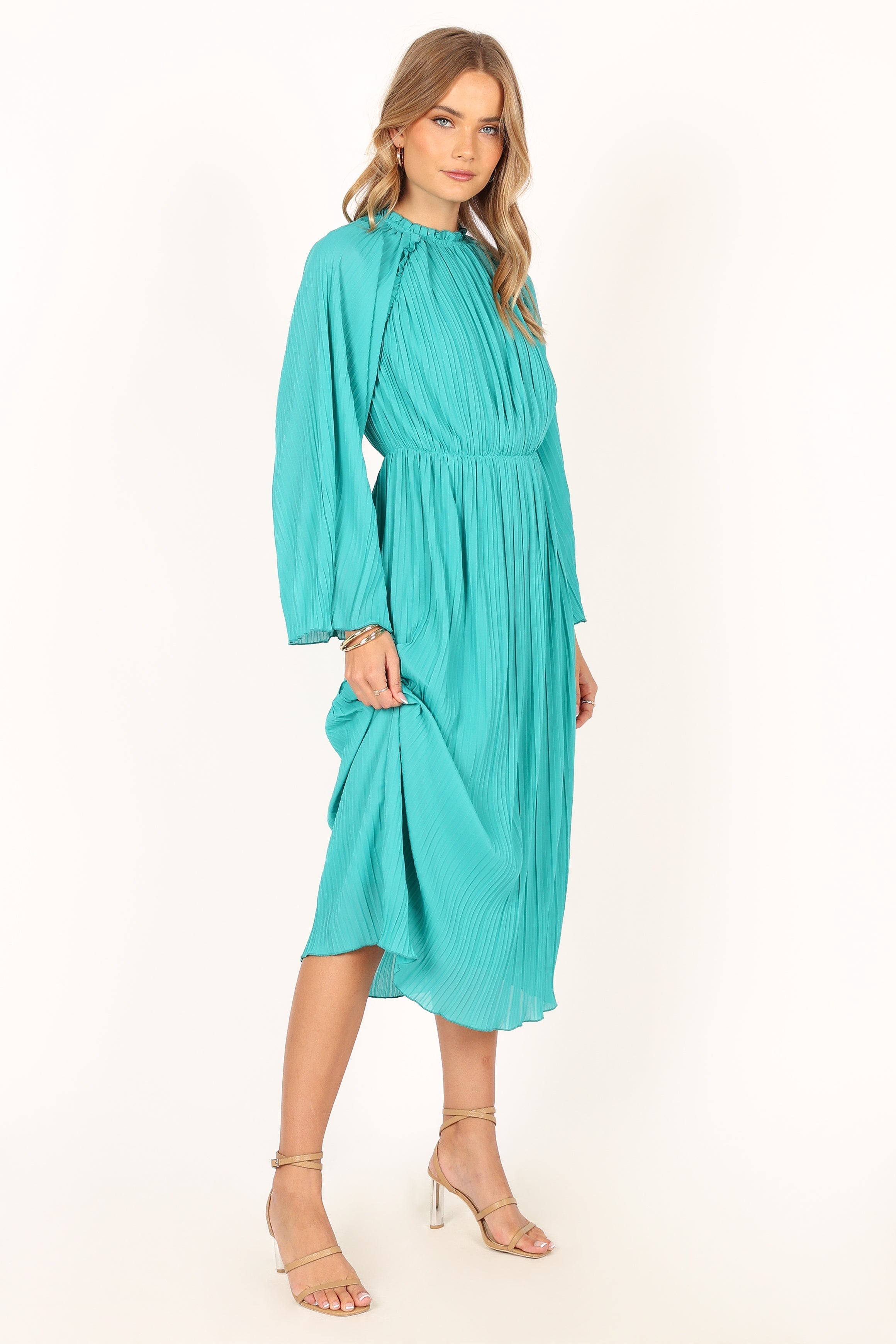 DRESSES @Olivia Long Sleeve Midi Dress - Teal