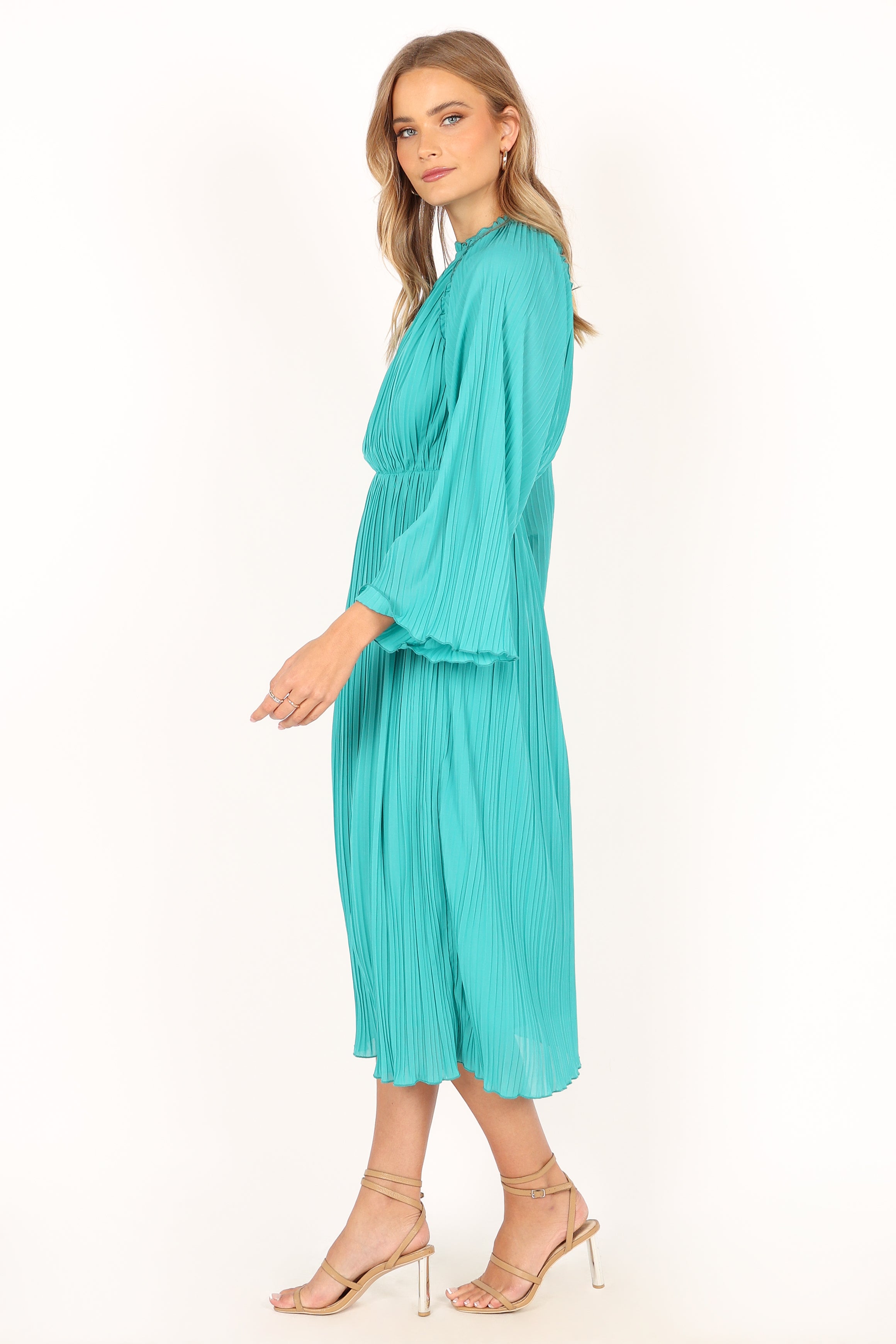 DRESSES @Olivia Long Sleeve Midi Dress - Teal