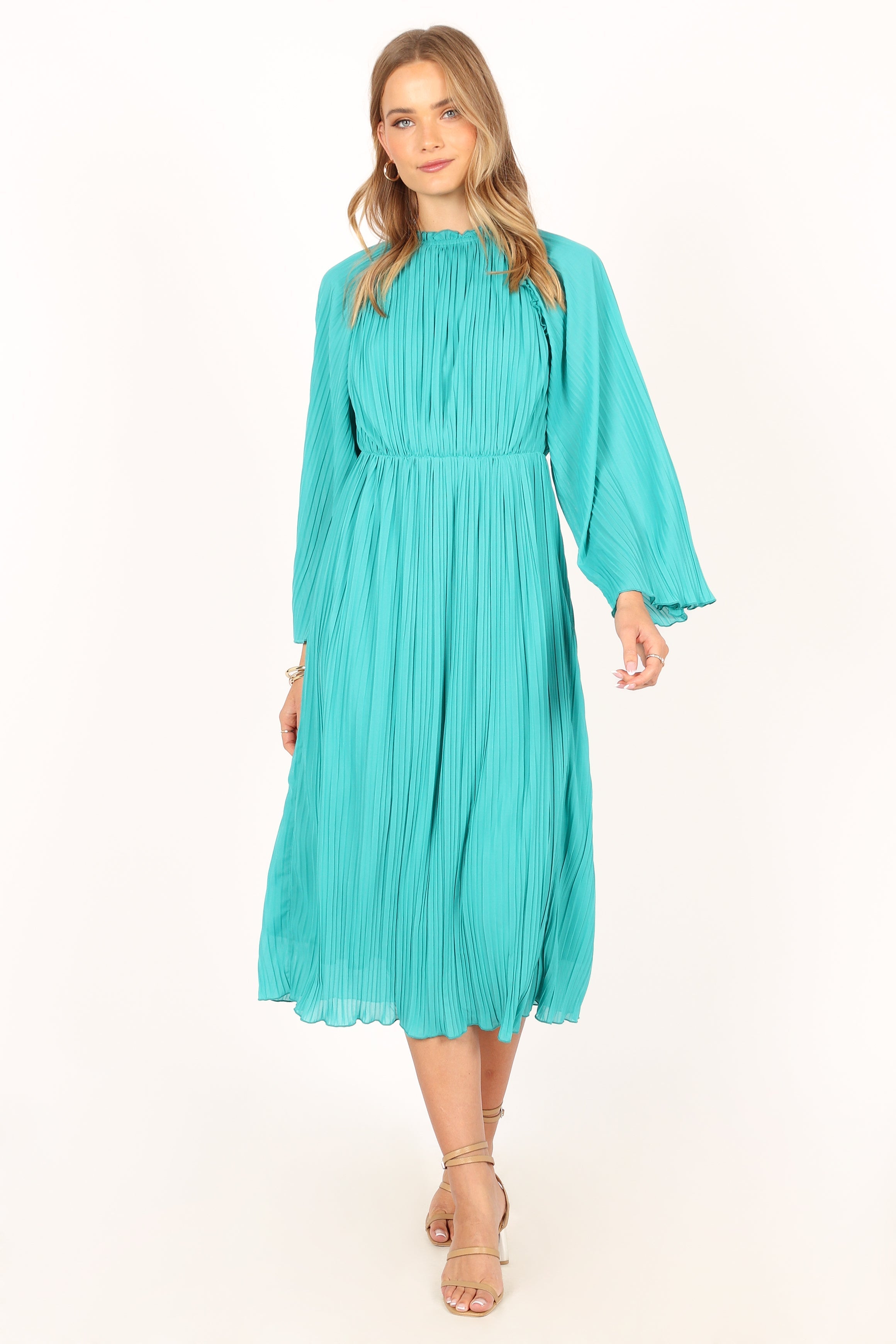 DRESSES @Olivia Long Sleeve Midi Dress - Teal