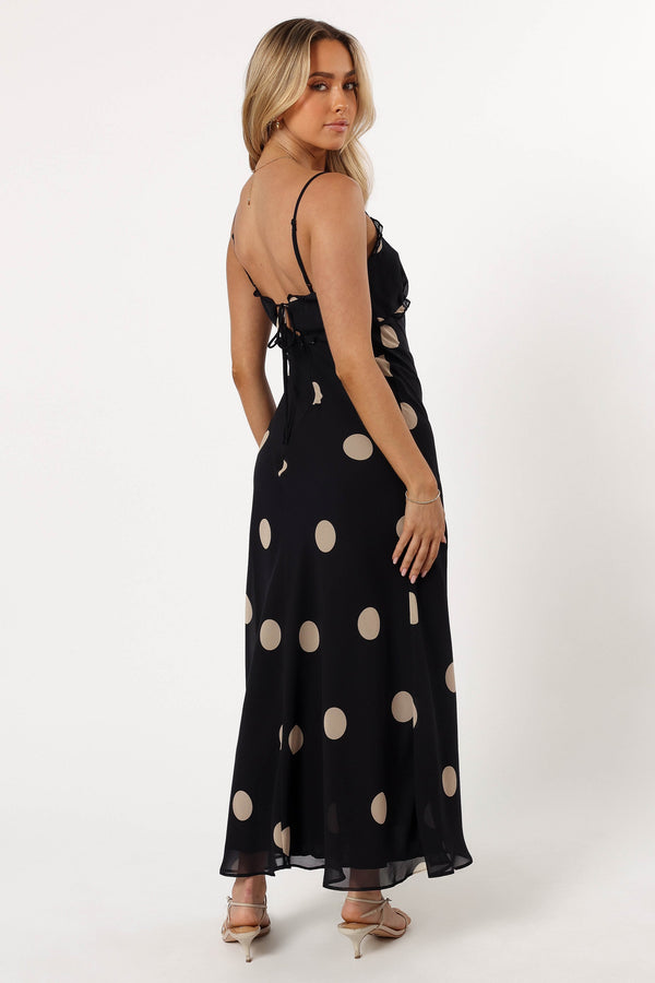 DRESSES @Ollie Midi Polka Dot Dress - Black/Cream