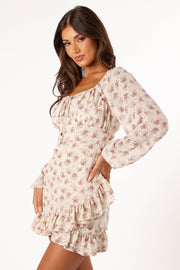 DRESSES @Ollive Long Sleeve Dress - Cream