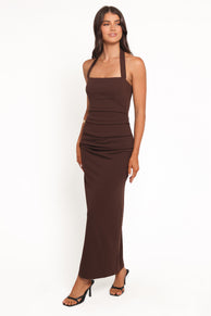 DRESSES Ongelique Halterneck Maxi Dress - Brown