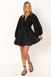 DRESSES @Ophelia Long Sleeve Mini Dress - Black