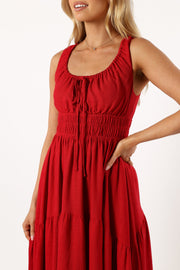 DRESSES @Oria Midi Dress - Red