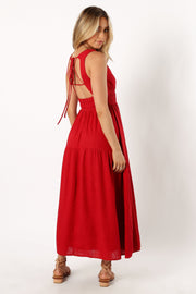 DRESSES @Oria Midi Dress - Red