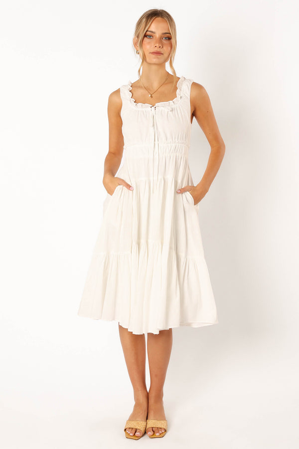 DRESSES @Oriana Midi Dress - White