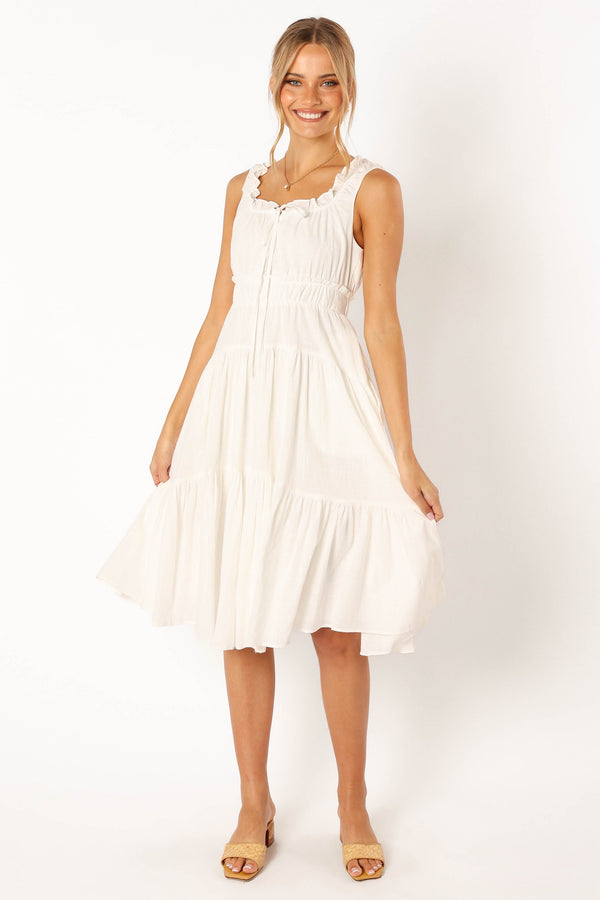 DRESSES @Oriana Midi Dress - White