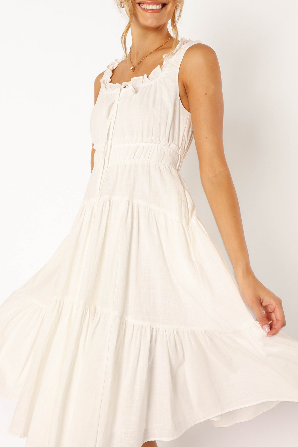 DRESSES @Oriana Midi Dress - White