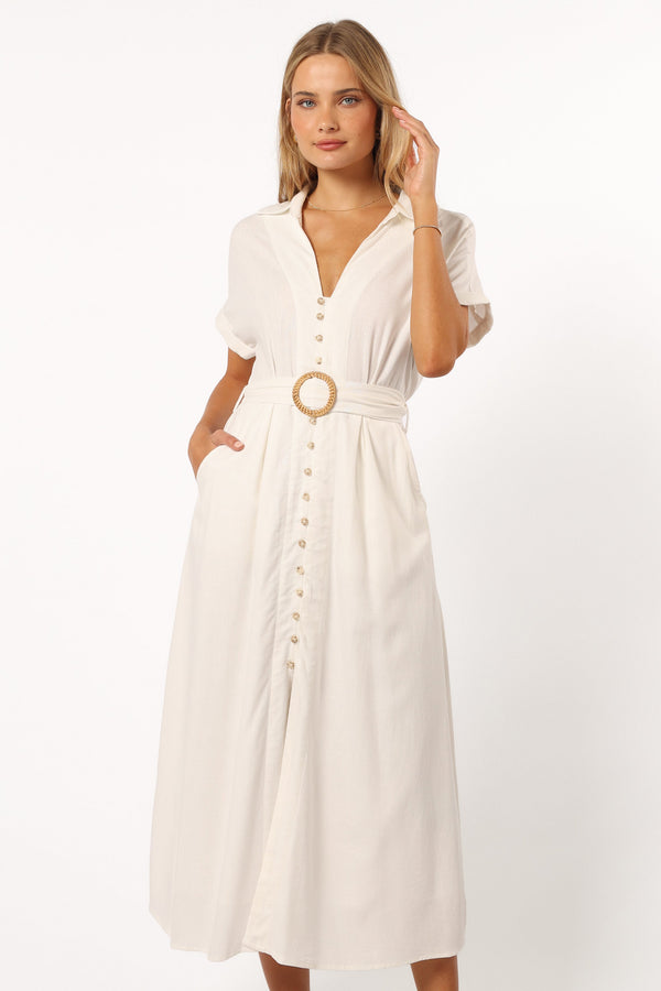 DRESSES @Orla Short Sleeve Midi Dress - Ivory (Hold for Euro Summer)