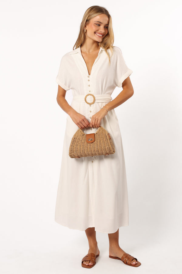 DRESSES @Orla Short Sleeve Midi Dress - Ivory (Hold for Euro Summer)