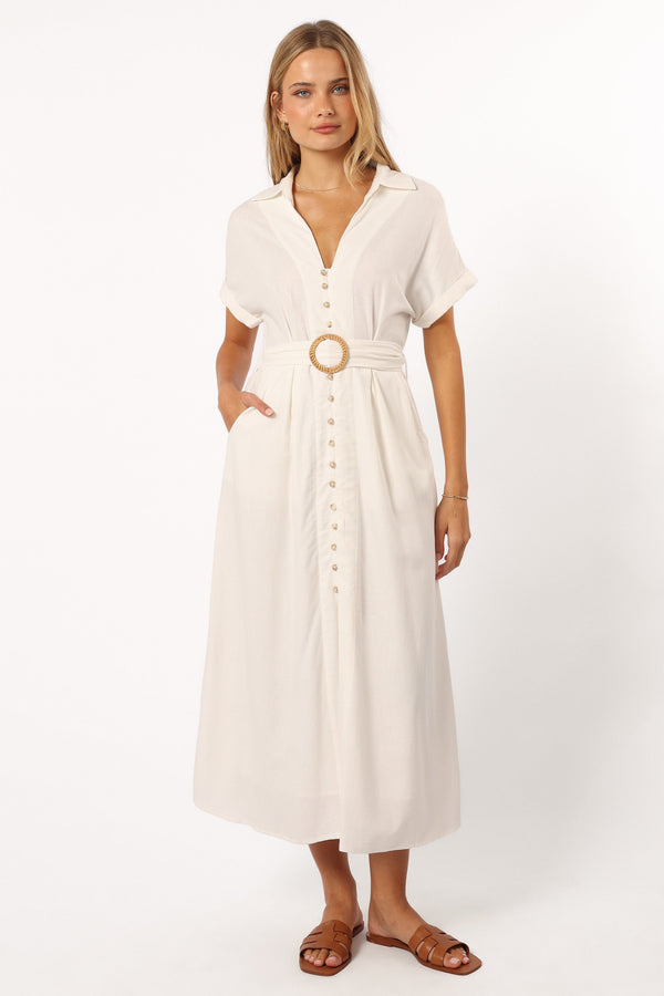 DRESSES @Orla Short Sleeve Midi Dress - Ivory (Hold for Euro Summer)