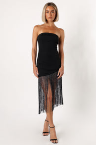 DRESSES @Padam Strapless Midi Dress - Black