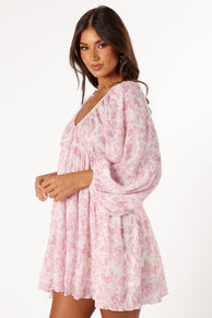 DRESSES @Paris Long Sleeve Dress - Pink