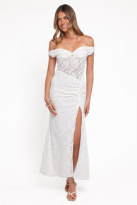 DRESSES Pascha Off Shoulder Lace Maxi Dress - White