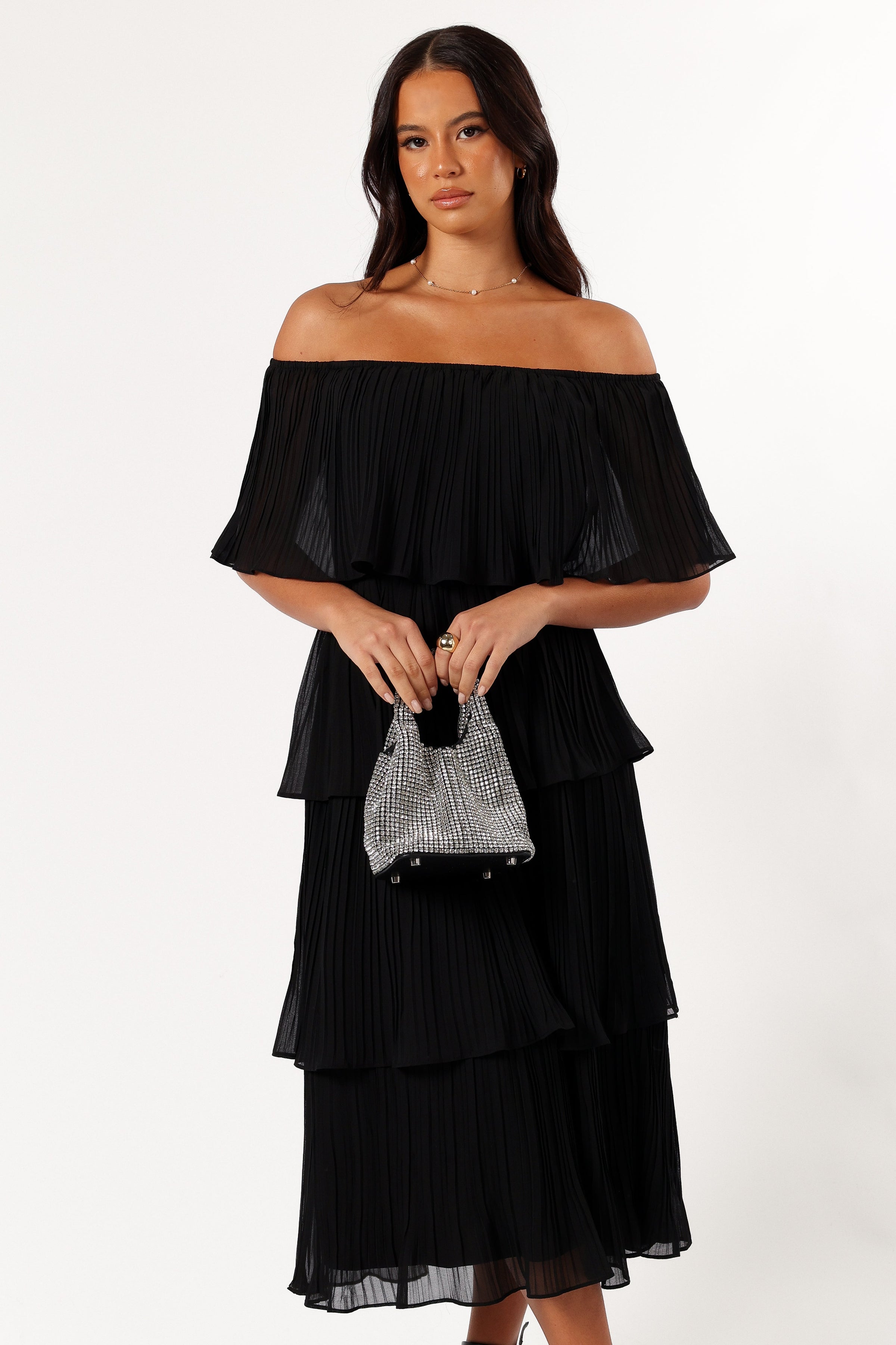 DRESSES @Pearson Strapless Midi Dress - Black