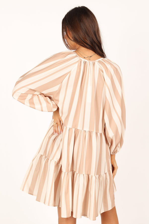 DRESSES @Penn Mini Dress - Tan Stripe