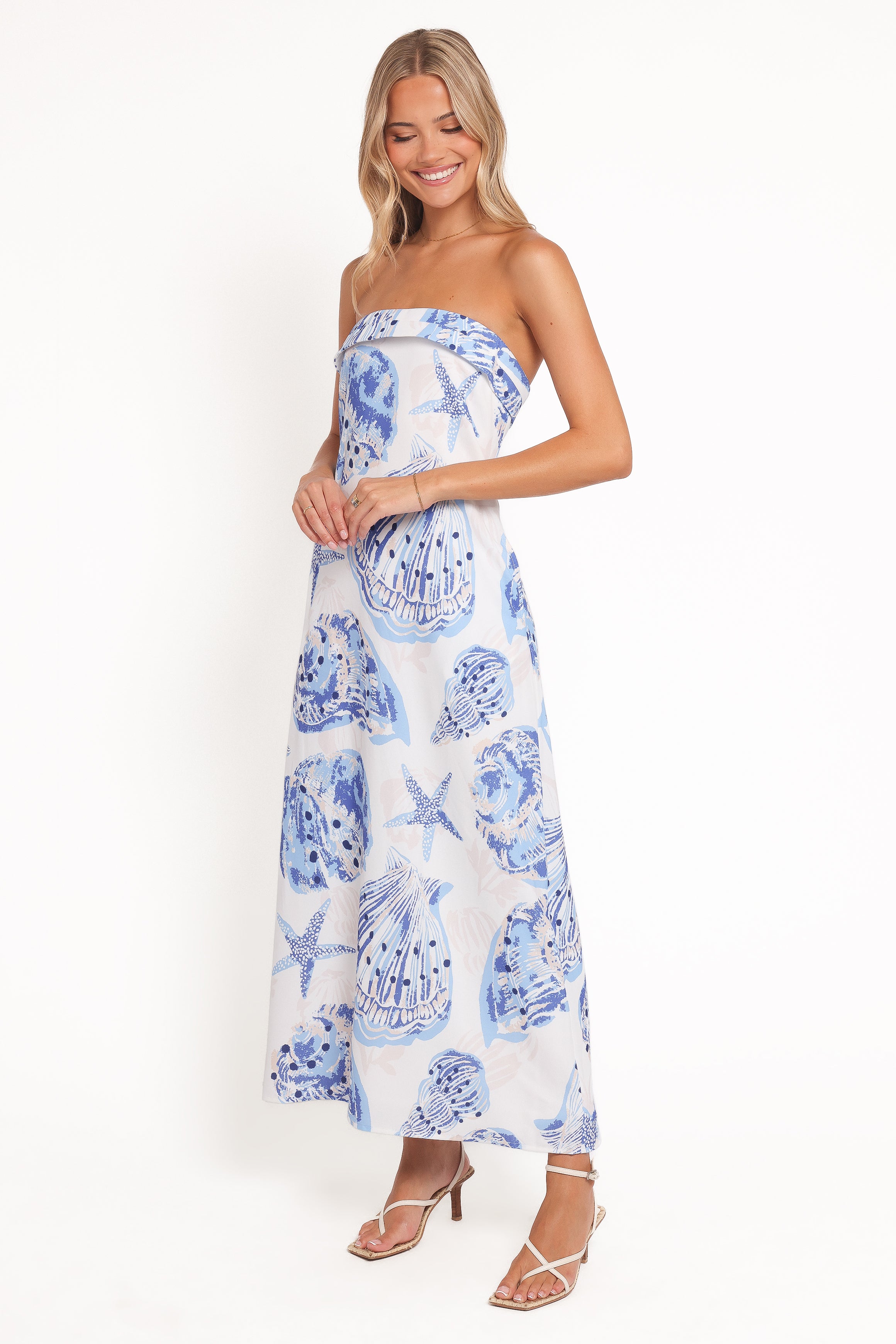 DRESSES Peregian Strapless Maxi Dress - Blue Seashells