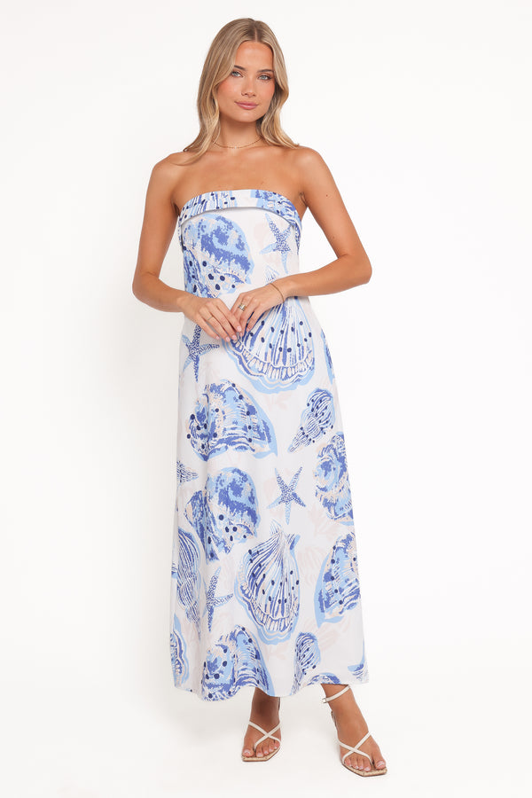 DRESSES Peregian Strapless Maxi Dress - Blue Seashells