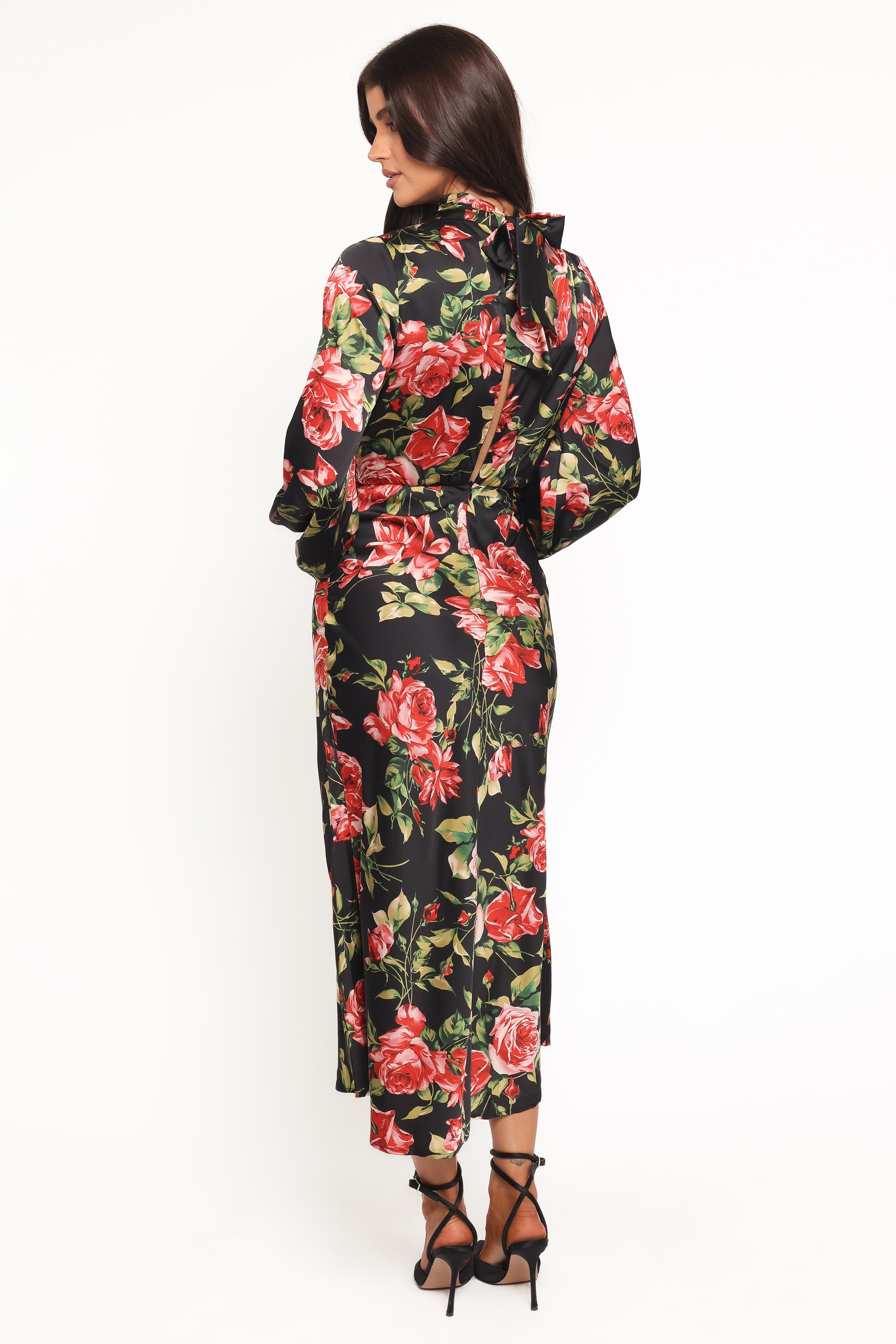 DRESSES Perrie Long Sleeve Midi Dress - Black Floral