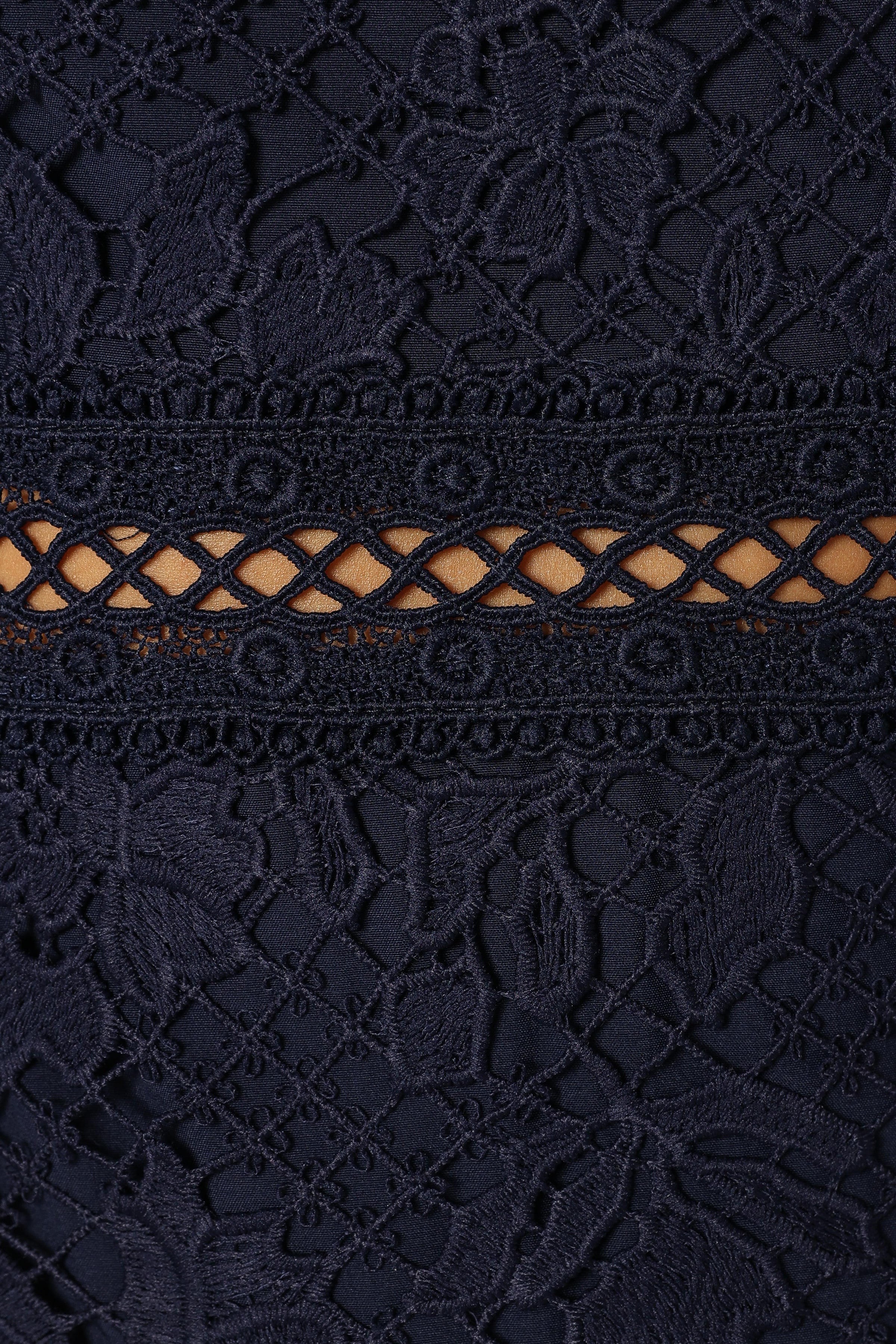 DRESSES @Pia Long Sleeve Midi Dress - Navy