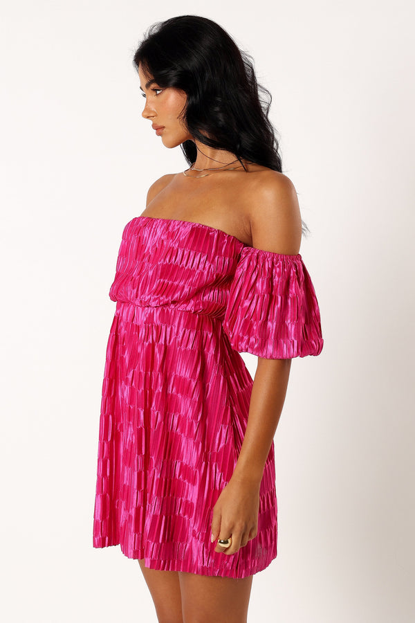 DRESSES @Pia Off Shoulder Mini Dress - Pink