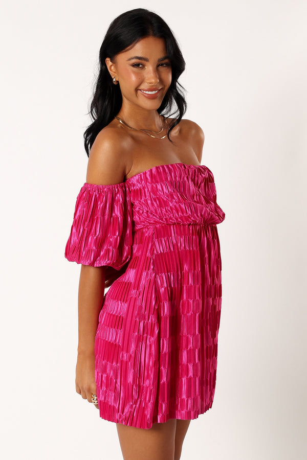 DRESSES @Pia Off Shoulder Mini Dress - Pink