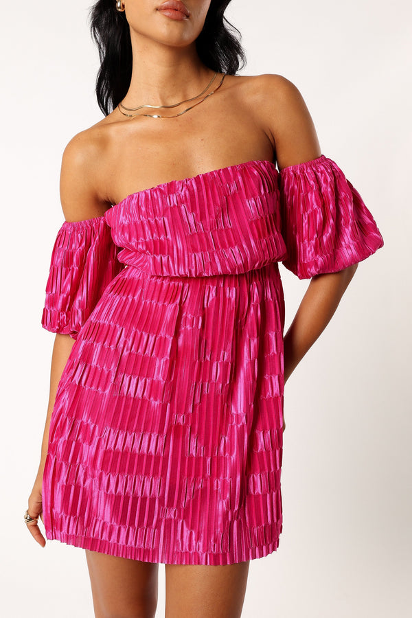 DRESSES @Pia Off Shoulder Mini Dress - Pink