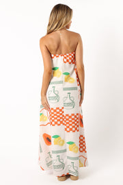 DRESSES @Piccolo Strapless Maxi Dress - White Orange