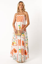 DRESSES @Piccolo Strapless Maxi Dress - White Orange