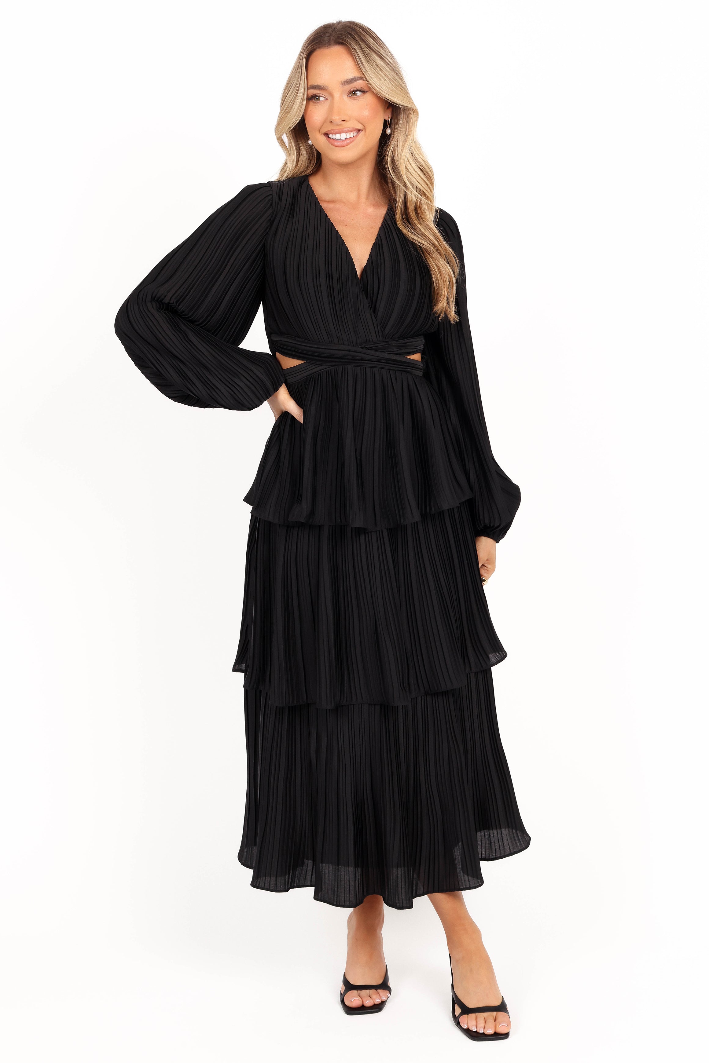 DRESSES Pippa Long Sleeve Midi Dress - Black