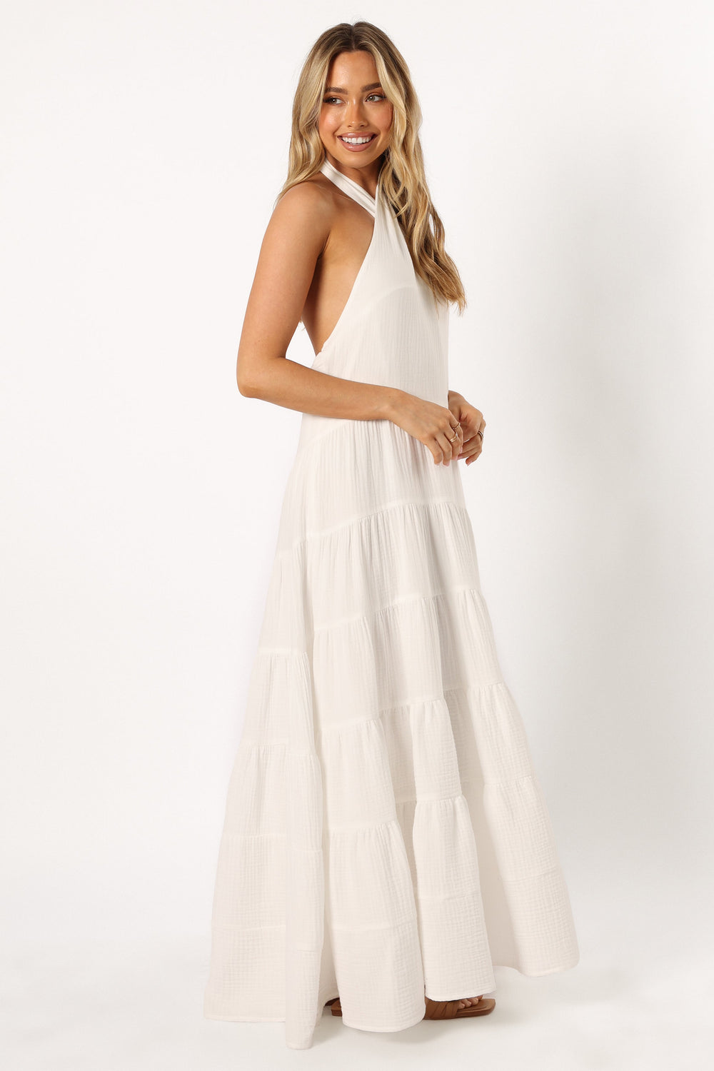 Plara Halterneck Maxi Dress - White - Petal & Pup